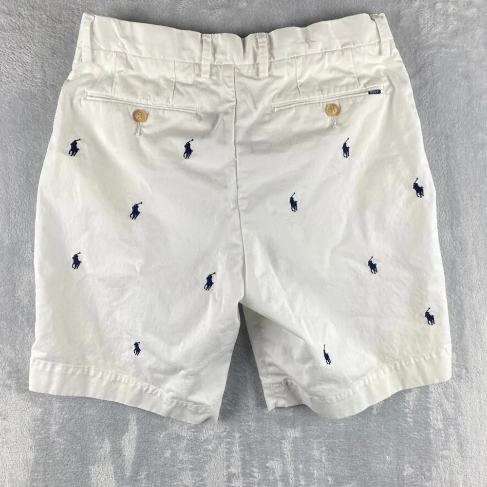 Polo Ralph Lauren Shorts Mens 29 White Geometric All Over Pony Embroidered Golf
